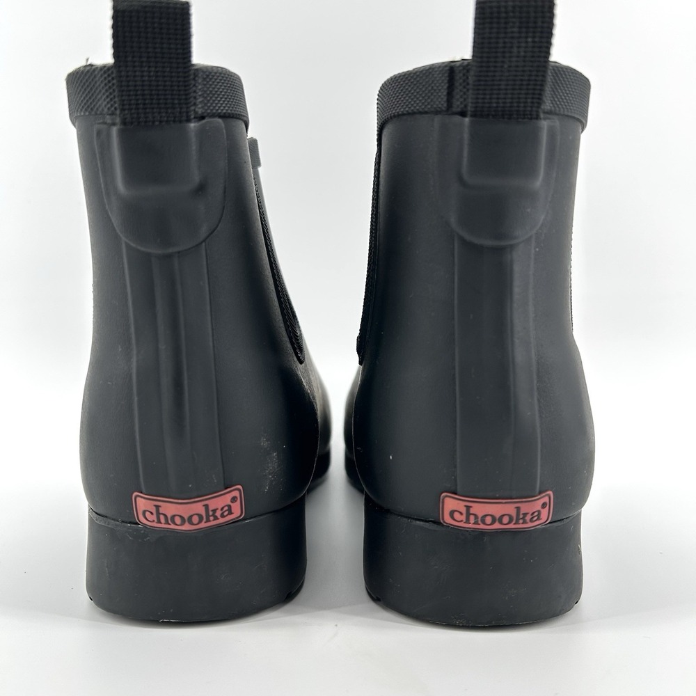 Chooka Rain Boots Womens 10 Chelsea Waterproof Black Fleece Lined Booties Rubber - Picture 2 of 10